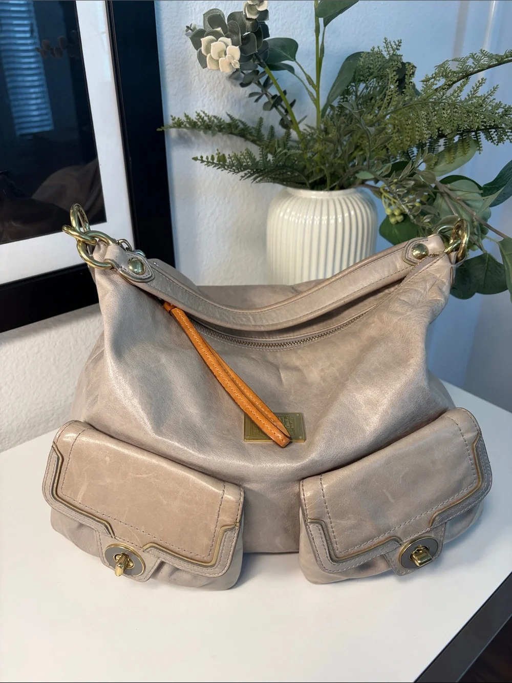 Coach Poppy Y2K Leather Double Pocket Leather Swing Hobo Bag